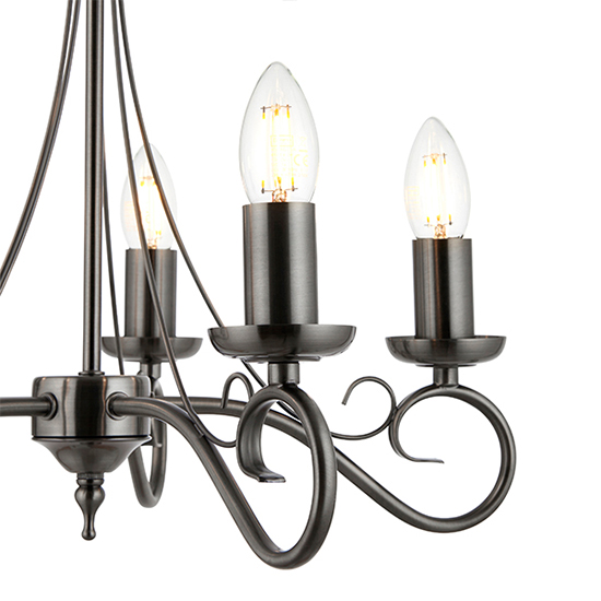 Trafford 5 Lights Ceiling Pendant Light In Antique Silver