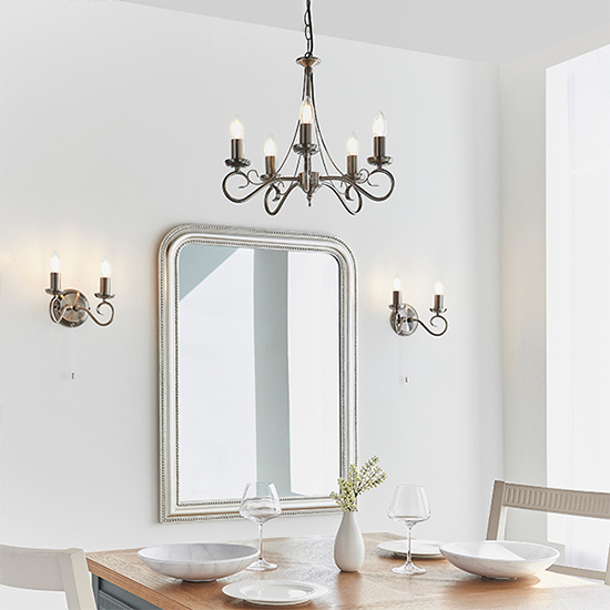 Trafford 5 Lights Ceiling Pendant Light In Antique Silver