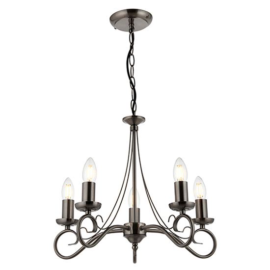 Photo of Trafford 5 lights ceiling pendant light in antique silver