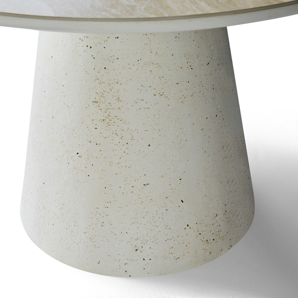 Traford Travertine Marble Effect Sintered Stone Top Dining Table with Ivory Base