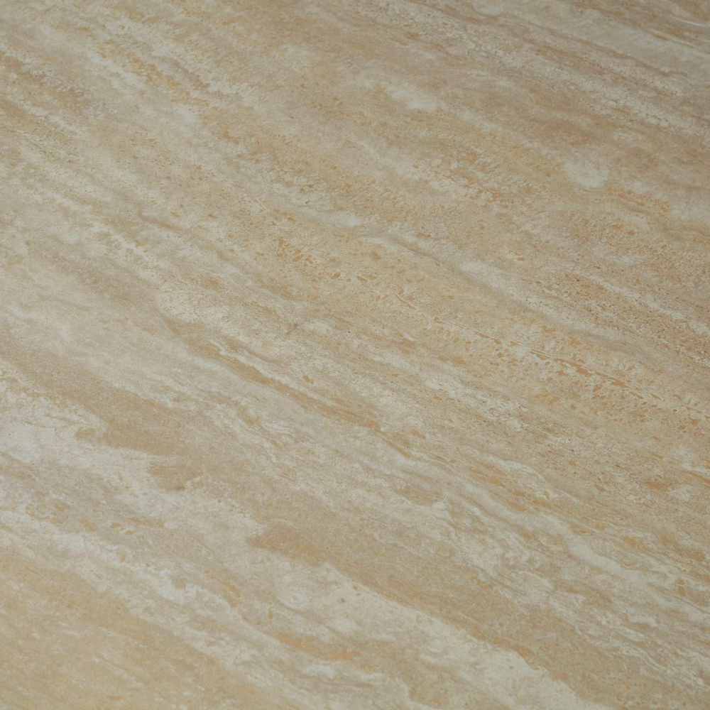 Traford Travertine Marble Effect Sintered Stone Top Dining Table with Ivory Base