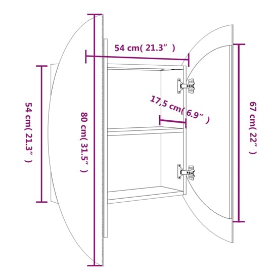 Trail Large Bathroom Mirrored Cabinet In Grey With LED