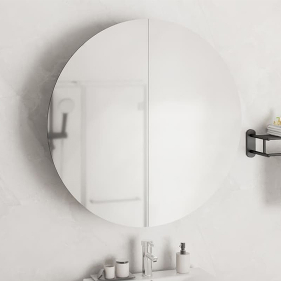 Trail Large Bathroom Mirrored Cabinet In White With LED