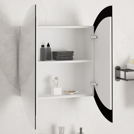 Trail Large Bathroom Mirrored Cabinet In White With LED