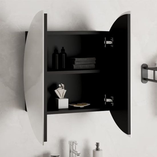 Trail Medium Bathroom Mirrored Cabinet In Black With LED