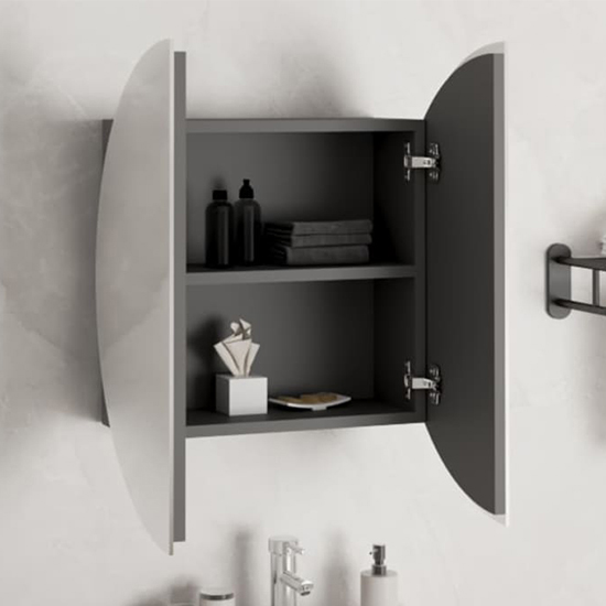 Trail Medium Bathroom Mirrored Cabinet In Grey With LED