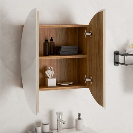 Trail Medium Bathroom Mirrored Cabinet In Oak With LED