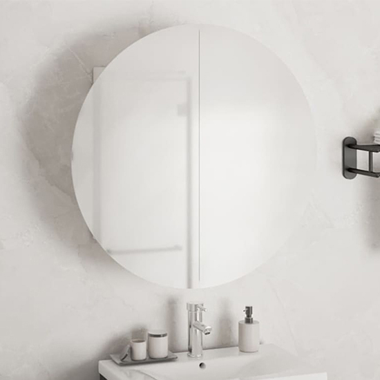 Trail Medium Bathroom Mirrored Cabinet In White With LED