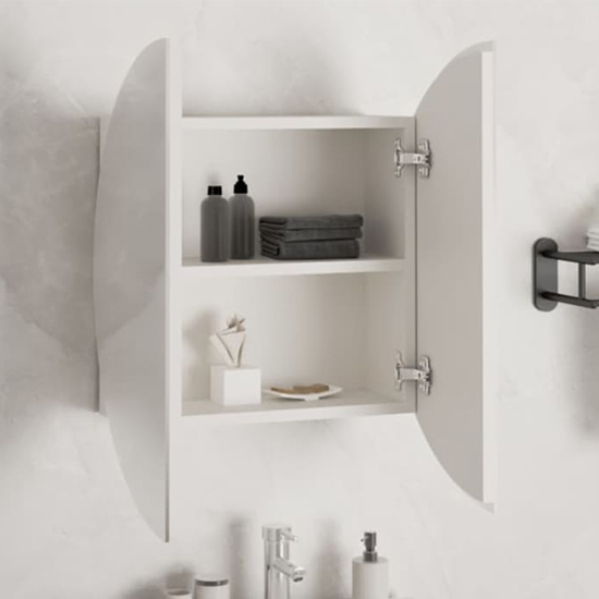 Trail Medium Bathroom Mirrored Cabinet In White With LED