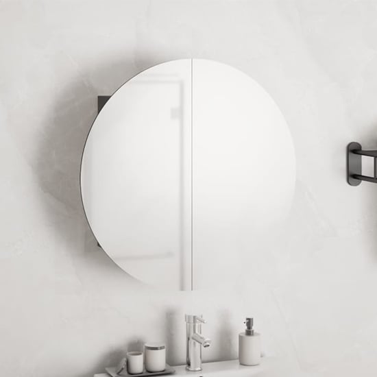 Trail Small Bathroom Mirrored Cabinet In Grey With LED