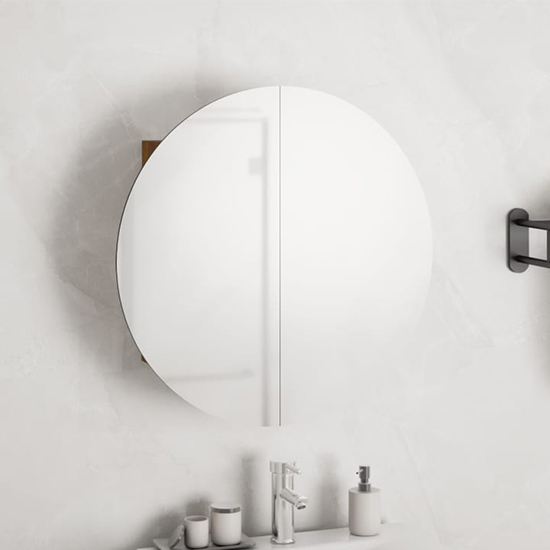 Trail Small Bathroom Mirrored Cabinet In Oak With LED