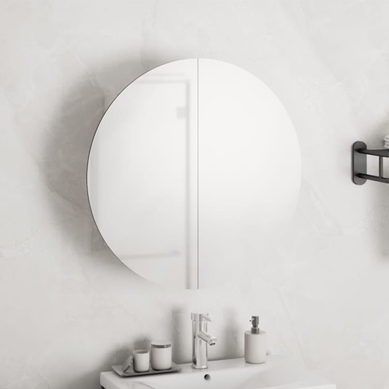 Trail Small Bathroom Mirrored Cabinet In White With LED