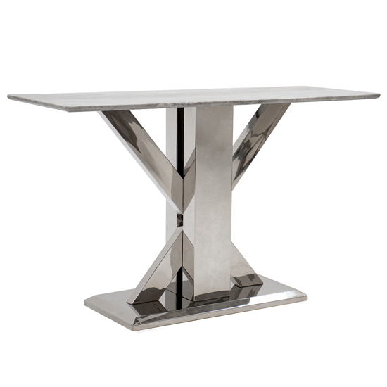 Photo of Tram grey marble console table with stainless steel base