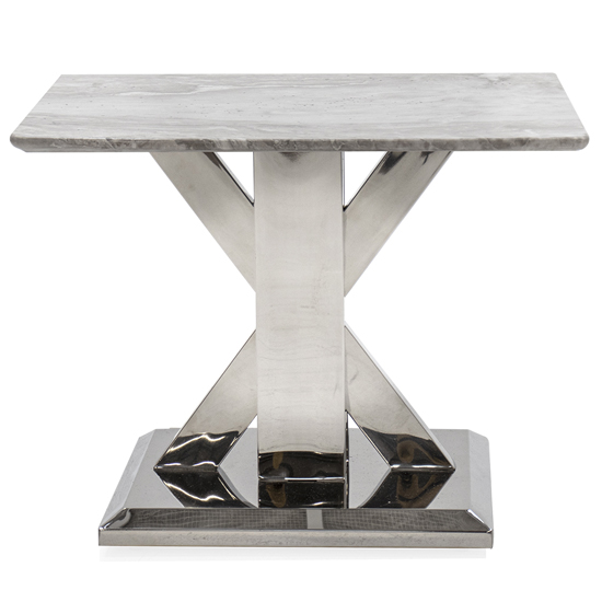 Tram Grey Marble Lamp Table With Stainless Steel Base thumbnail