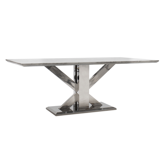 Product photograph of Tram Small Grey Marble Dining Table With Stainless Steel Base from Furniture in Fashion