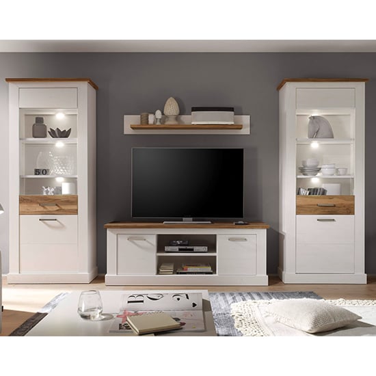 Tramp LED Living Room Furniture Set In White Pine Satin Walnut_1