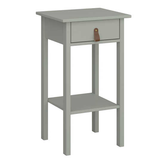 Read more about Trams wooden bedside table 1 drawer olive with leather handles