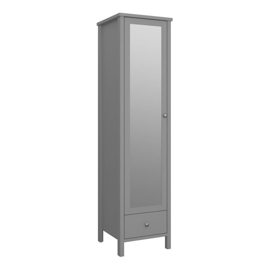 Product photograph of Trams Mirrored Wooden Wardrobe With 1 Door 1 Drawer In Grey from Furniture in Fashion