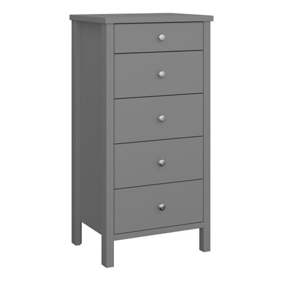 Photo of Trams narrow wooden chest of 5 drawers in grey