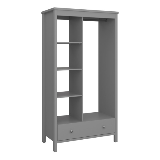 Trams Wooden Open Wardrobe With 1 Drawer In Folkestone Grey Furniture