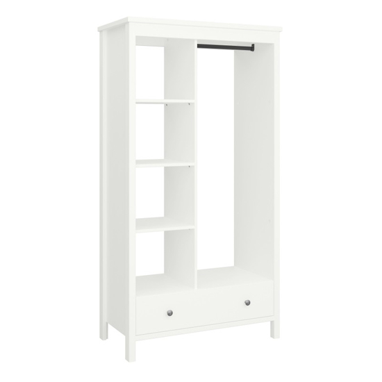 Read more about Trams wooden open wardrobe with 1 drawer in off white