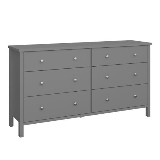 Photo of Trams wide wooden chest of 6 drawers in grey