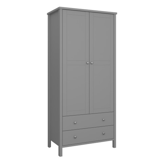 Read more about Trams wooden wardrobe with 2 doors 2 drawers in grey