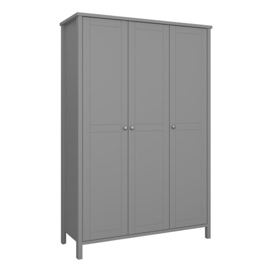 Product photograph of Trams Wooden Wardrobe With 3 Doors In Grey from Furniture in Fashion