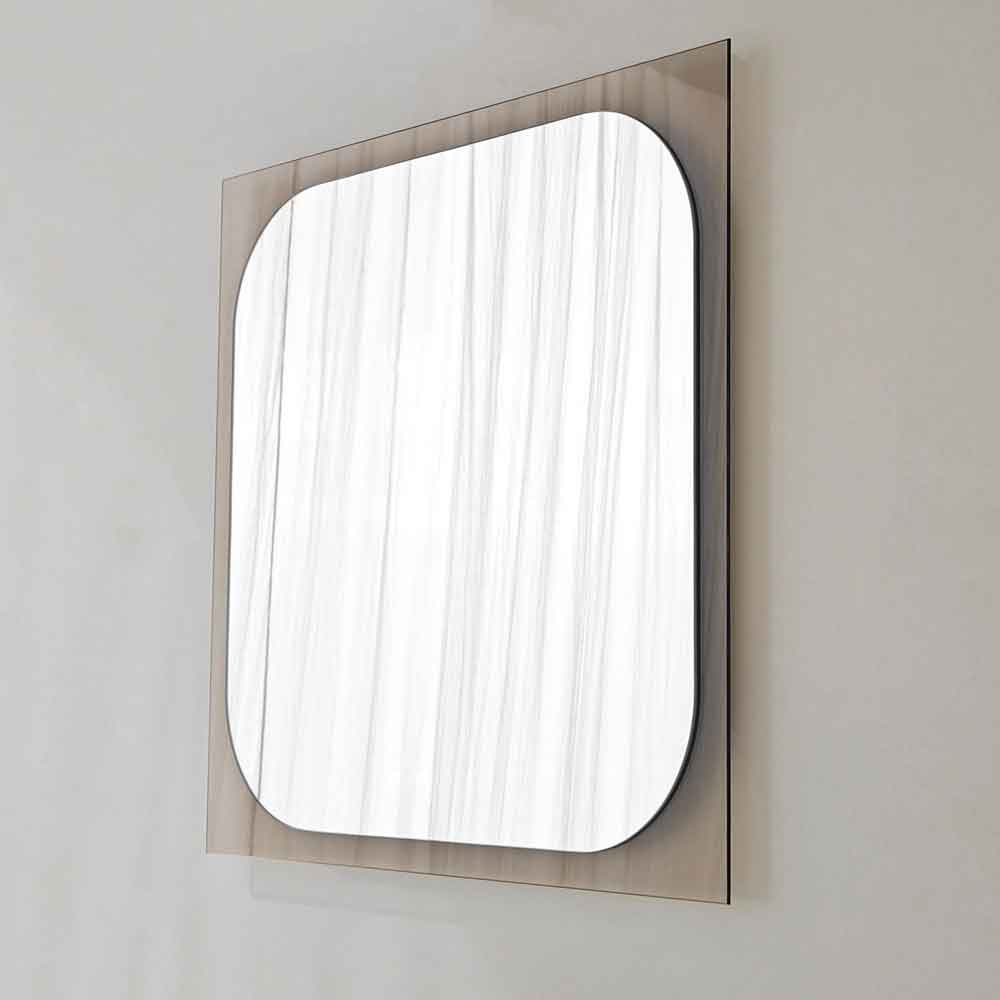 Transparenza Glass Wall Mirror with Bronze Wooden Frame