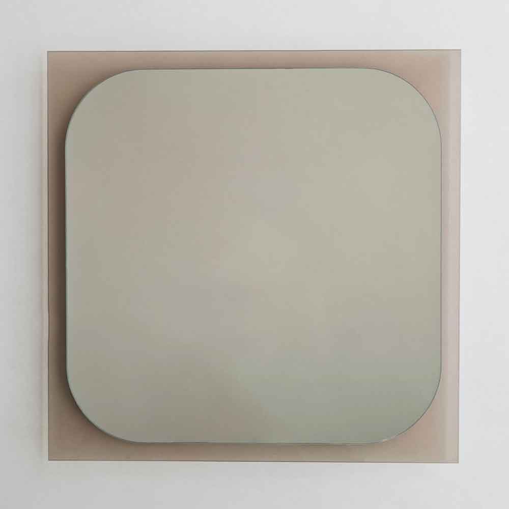 Transparenza Glass Wall Mirror with Bronze Wooden Frame