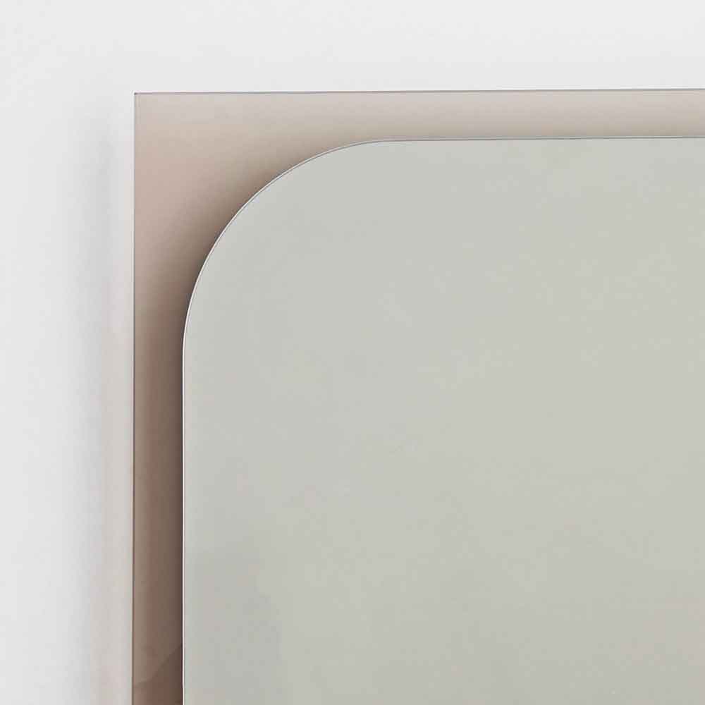 Transparenza Glass Wall Mirror with Bronze Wooden Frame