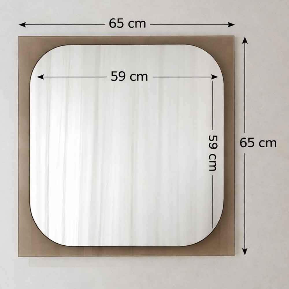 Transparenza Glass Wall Mirror with Bronze Wooden Frame