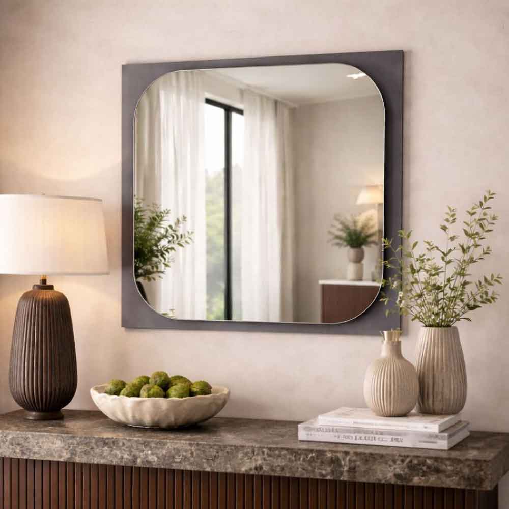 Transparenza Glass Wall Mirror with Fume Wooden Frame