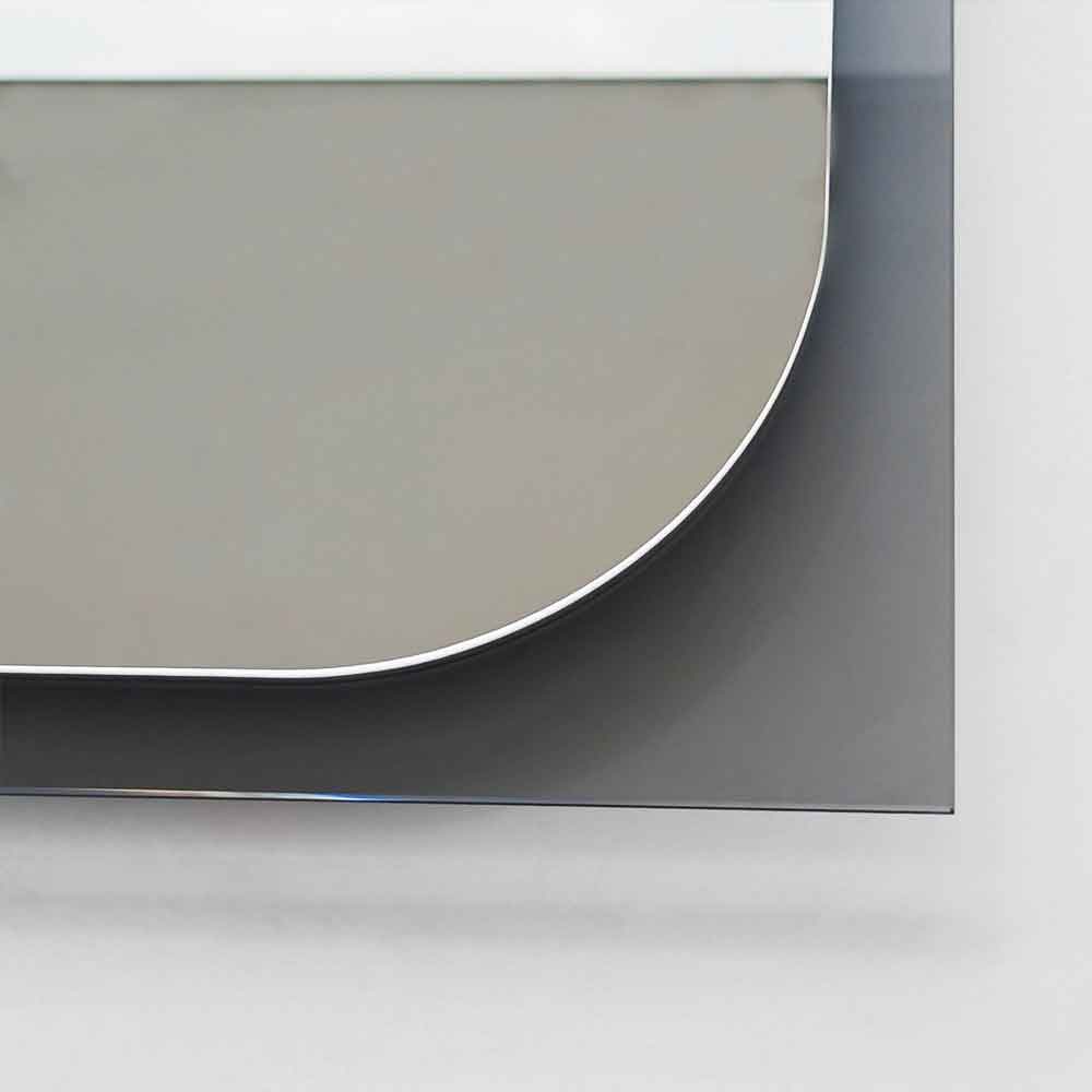 Transparenza Glass Wall Mirror with Fume Wooden Frame
