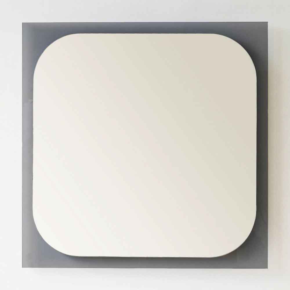 Transparenza Glass Wall Mirror with Fume Wooden Frame