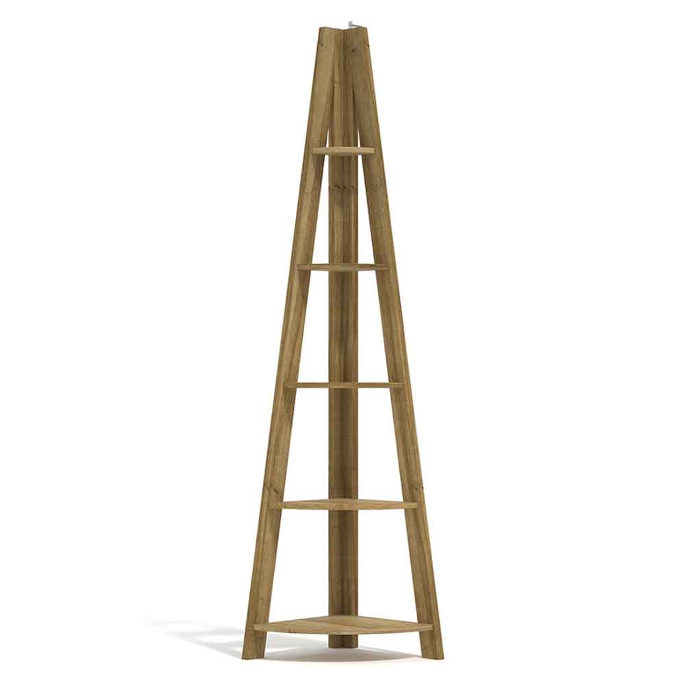Travis Corner Wooden Ladder Shelving Unit - Oak