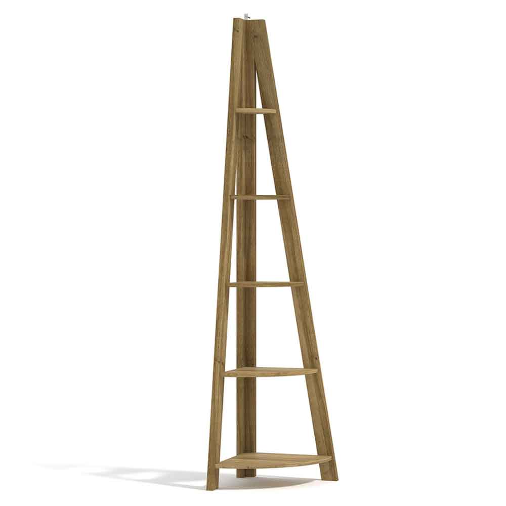 Travis Corner Wooden Ladder Shelving Unit - Oak