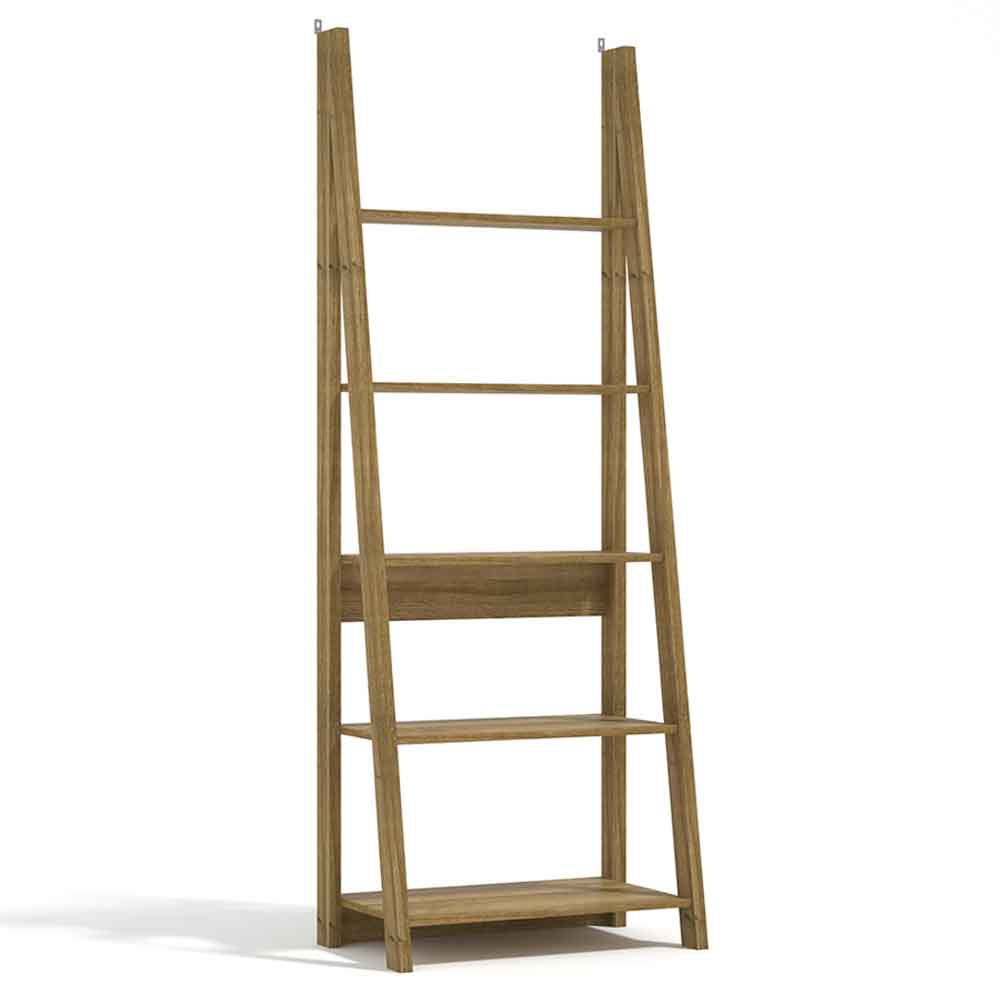 Travis Wooden Ladder Bookcase With 4 Shelves - Oak