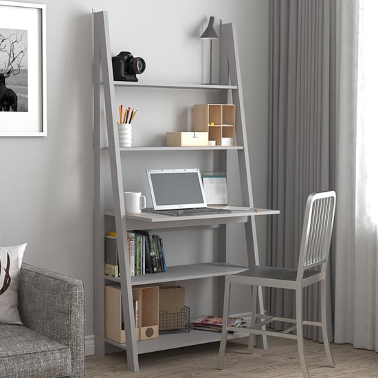 Read more about Travis wooden ladder laptop desk with 3 shelves in grey