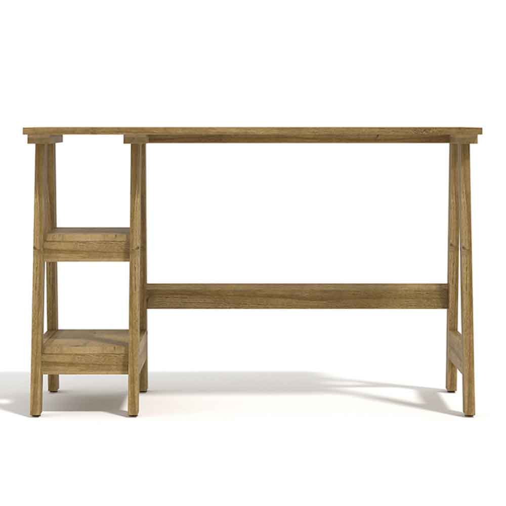 Travis Wooden Laptop Desk With 2 Shelves - Oak