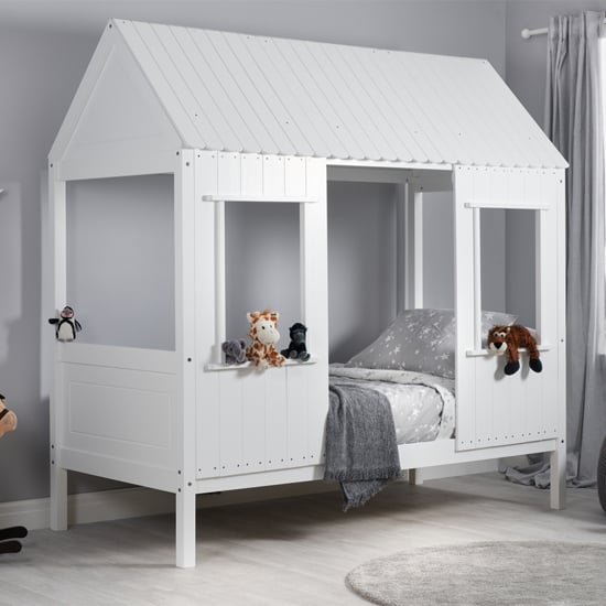 Treehouse Wooden Single Bed In White