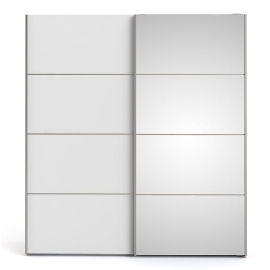 Trek Mirrored Sliding Doors Wardrobe In Oak White With 2 Shelves_2