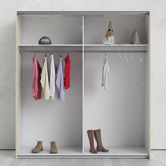 Trek Mirrored Sliding Doors Wardrobe In Oak White With 2 Shelves_6
