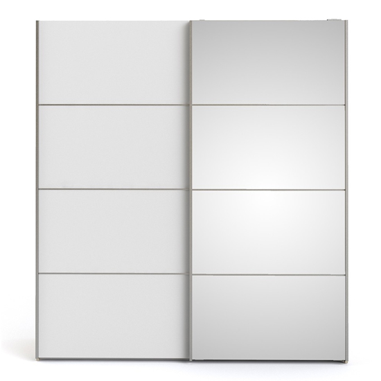 Trek Mirrored Sliding Doors Wardrobe In Oak White With 5 Shelves_2