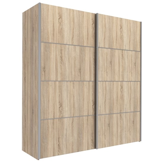 Trek Wooden Sliding Doors Wardrobe In Oak With 2 Shelves