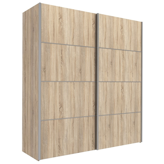 Product photograph of Trek Wooden Sliding Doors Wardrobe In Oak With 2 Shelves from Furniture in Fashion