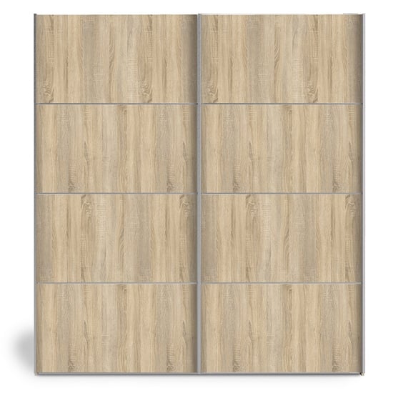 Trek Wooden Sliding Doors Wardrobe In Oak With 5 Shelves_2