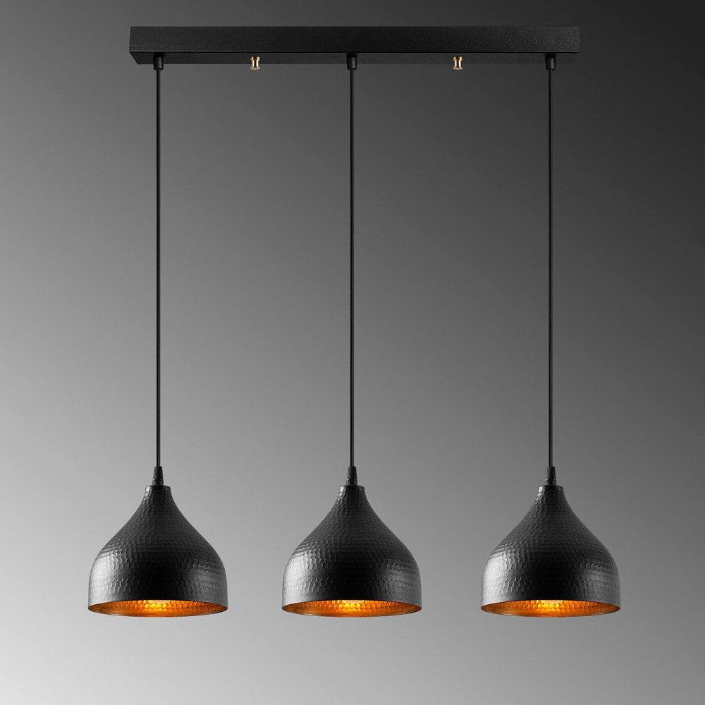 Trendline 3 Light Metal Ceiling Pendant Light in Black