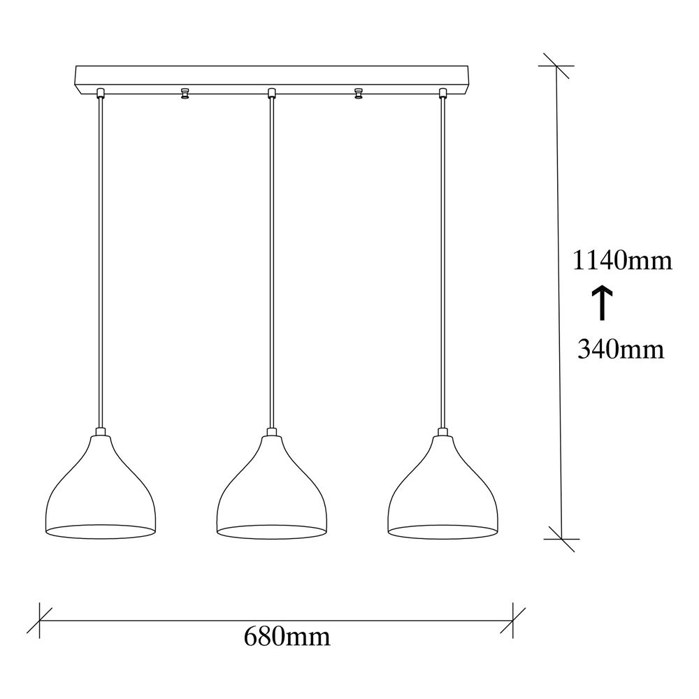 Trendline 3 Light Metal Ceiling Pendant Light in Vintage