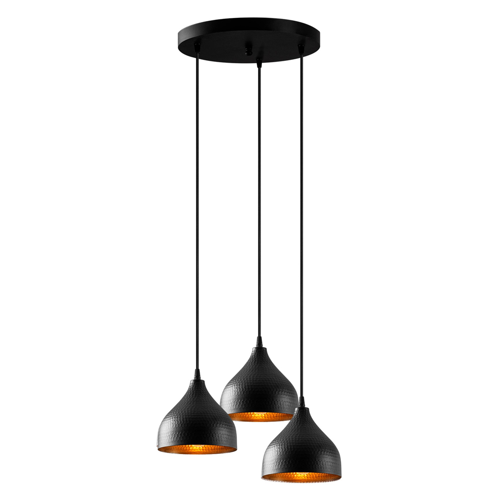 Trendline 3 Light Metal Drop Ceiling Pendant Light in Black
